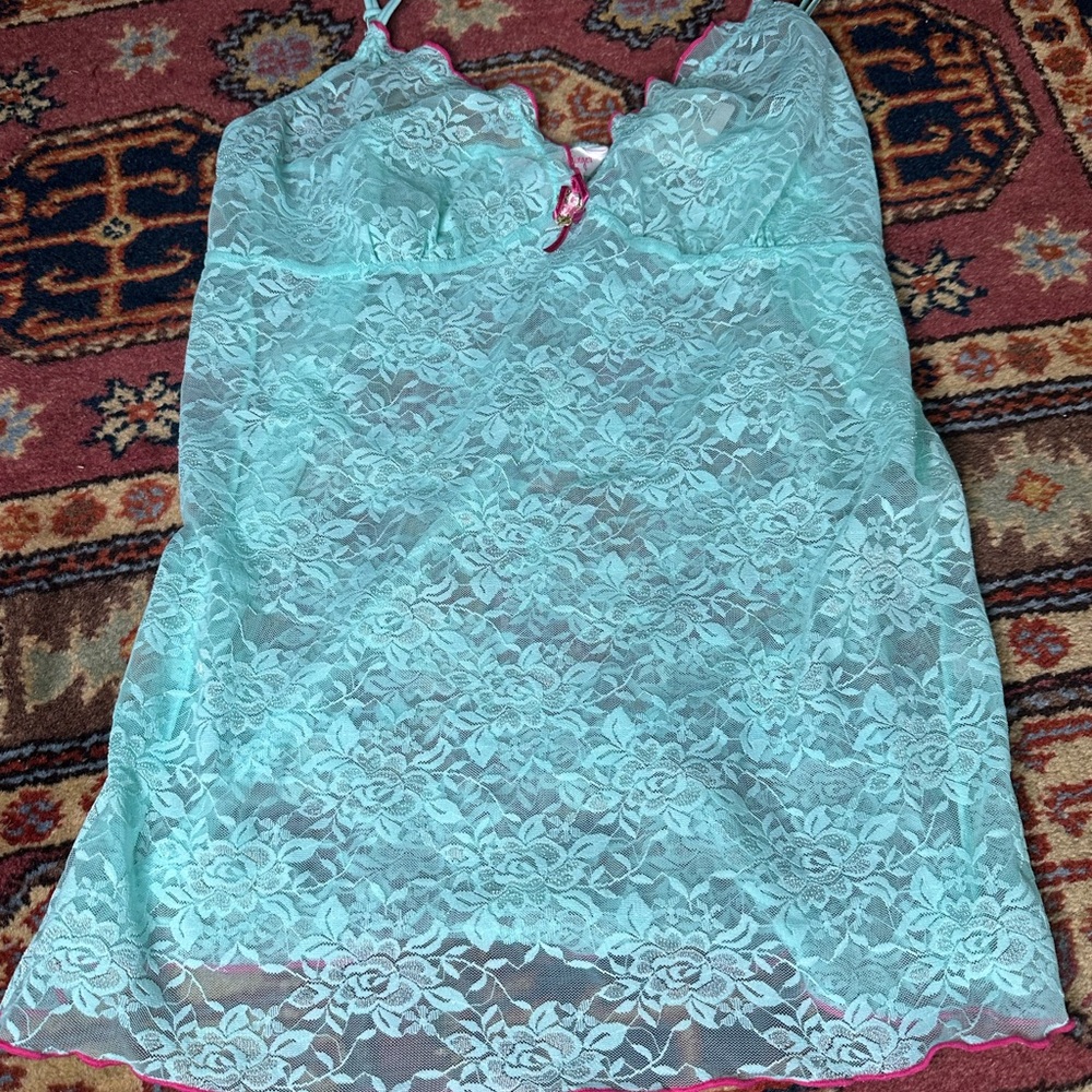 Elegant Lace Chemise in Aqua